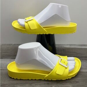 Birkenstock Madrid EVA Neon Yellow Single Strap Slide Sandals Mens 7 Womens 9 40